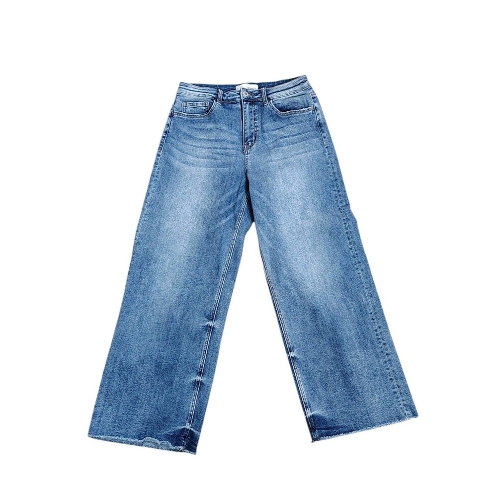 Vervet Olivia Wide Leg Cropped Jeans Size 29 High Rise Raw Hem Capsule Staple - Picture 2 of 10
